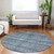 8' Blue And Gray Round Oriental Washable Indoor Outdoor Area Rug
