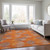 10' X 14' Orange Silver And Peach Polka Dot Washable Indoor Outdoor Area Rug