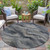 8' Gray And Silver Round Abstract Washable Indoor Outdoor Area Rug - Gray, Silver