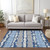 10' X 14' Navy Blue Ivory And Denim Blue Striped Washable Indoor Outdoor Area Rug