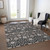 9' X 12' Black Brown And Beige Floral Washable Indoor Outdoor Area Rug