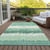 8' X 10' Sage Green And Ivory Striped Washable Indoor Outdoor Area Rug