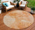 8' Salmon Peach And Ivory Round Nautical Washable Indoor Outdoor Area Rug