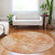 8' Salmon Peach And Ivory Round Nautical Washable Indoor Outdoor Area Rug
