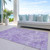 9' X 12' Lavender And Gray Damask Washable Indoor Outdoor Area Rug
