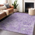 9' X 12' Lavender And Gray Damask Washable Indoor Outdoor Area Rug