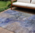 10' X 14' Navy Blue And Beige Abstract Washable Indoor Outdoor Area Rug