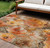 9' X 12' Orange And Gray Floral Washable Indoor Outdoor Area Rug - 880016678130