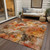 9' X 12' Orange And Gray Floral Washable Indoor Outdoor Area Rug - 880016678130