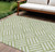 10' X 14' Artichoke Green And Ivory Geometric Washable Indoor Outdoor Area Rug