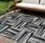 8' X 10' Black Gray And Ivory Geometric Washable Indoor Outdoor Area Rug - Black, Gray, Ivory