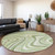 8' Artichoke Green And Ivory Round Abstract Washable Indoor Outdoor Area Rug Transitional Style - Artichoke Green, Ivory Color