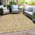 10' X 14' Gold And Ivory Geometric Washable Indoor Outdoor Area Rug Transitional Style - Gold, Ivory Color