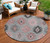 8' Gray Mauve And Charcoal Round Southwestern Washable Indoor Outdoor Area Rug
