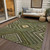 10' X 14' Olive Green Gray And Ivory Tribal Washable Indoor Outdoor Area Rug