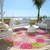 8' Pink Green And Ivory Round Polka Dot Washable Indoor Outdoor Area Rug