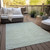 10' X 14' Sage And Green Striped Washable Indoor Outdoor Area Rug