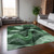 9' X 12' Fern Green Abstract Washable Non Skid Indoor Outdoor Area Rug