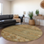 8' Beige Taupe And Gold Round Tribal Washable Indoor Outdoor Area Rug
