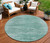 8' Aqua And Teal Blue Round Abstract Washable Indoor Outdoor Area Rug