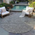 8' Pewter Round Floral Washable Indoor Outdoor Area Rug