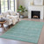 8' X 10' Teal Blue And Beige Striped Washable Indoor Outdoor Area Rug - Teal Blue, Beige
