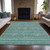 8' X 10' Teal Blue And Beige Striped Washable Indoor Outdoor Area Rug - Teal Blue, Beige