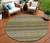 8' Coffee And Taupe Round Striped Washable Indoor Outdoor Area Rug