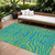 9' X 12' Teal Blue And Green Animal Print Washable Indoor Outdoor Area Rug