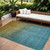 10' X 14' Brown Blue And Taupe Ombre Washable Indoor Outdoor Area Rug