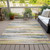 8' X 10' Gold Gray And Ivory Striped Washable Indoor Outdoor Area Rug - Gold, Gray, Ivory