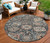 8' Taupe Blue And Beige Round Geometric Washable Indoor Outdoor Area Rug - 880016538663