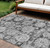 9' X 12' Gray Charcoal And Silver Floral Washable Indoor Outdoor Area Rug - Gray, Charcoal, Silver