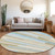 8' Sky Blue And Denim Blue Round Striped Washable Indoor Outdoor Area Rug - Sky Blue, Denim Blue