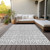 8' X 10' Gray And Ivory Geometric Washable Indoor Outdoor Area Rug - 880016578454