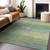 10' X 14' Artichoke Green Striped Washable Indoor Outdoor Area Rug