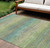 10' X 14' Artichoke Green Striped Washable Indoor Outdoor Area Rug