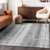 8' X 10' Gray And Ivory Striped Washable Indoor Outdoor Area Rug