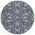 8' Navy Blue Brown And Ivory Round Moroccan Washable Indoor Outdoor Area Rug
