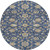 8' Navy Blue Brown And Ivory Round Moroccan Washable Indoor Outdoor Area Rug