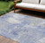 9' X 12' Denim Blue And Ivory Floral Washable Indoor Outdoor Area Rug - Denim Blue, Ivory