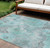 10' X 14' Teal Blue And Gray Floral Washable Indoor Outdoor Area Rug