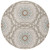8' Beige Brown And Teal Blue Round Floral Medallion Washable Indoor Outdoor Area Rug
