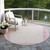 8' Pink And Ivory Round Striped Washable Indoor Outdoor Area Rug Transitional Style - Pink, Ivory Color