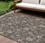 9' X 12' Chocolate Beige And Taupe Floral Washable Indoor Outdoor Area Rug
