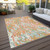 10' X 14' Coral Green And Copper Abstract Washable Indoor Outdoor Area Rug