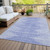 9' X 12' Denim Blue And Ivory Abstract Washable Indoor Outdoor Area Rug