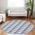8' Purple Aqua And Beige Round Plaid Washable Indoor Outdoor Area Rug