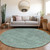 8' Teal Blue Round Geometric Washable Indoor Outdoor Area Rug