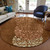 8' Orange Terra Cotta And Ivory Round Abstract Washable Indoor Outdoor Area Rug